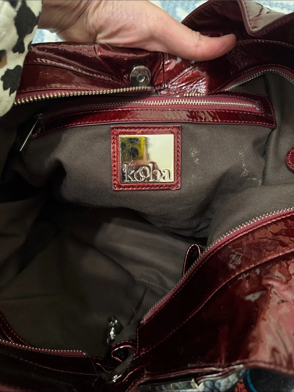 Rare Kooba Oversized Y2K Metallic Cherry Patent Hobo Indie Sleaze Statement Bag
